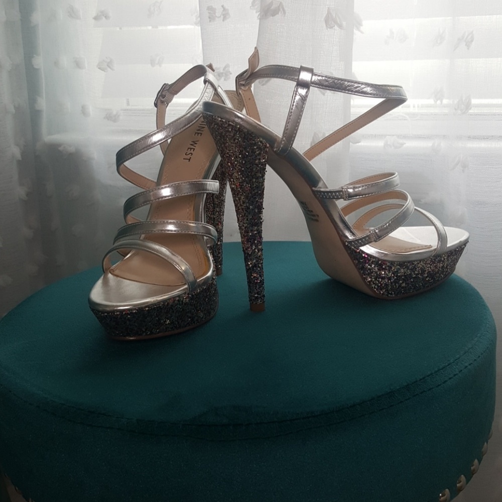 NEW Nine West rainbow glitter heels